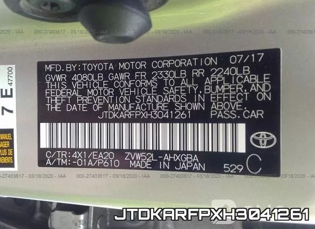 JTDKARFPXH3041261 фото 10