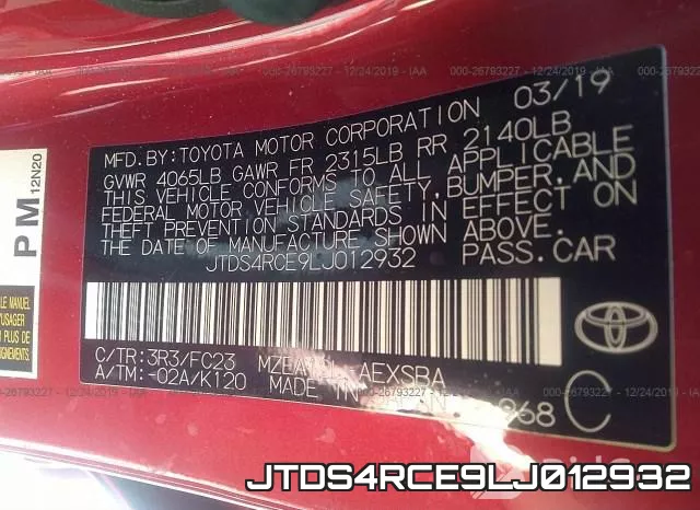 JTDS4RCE9LJ012932 фото 10