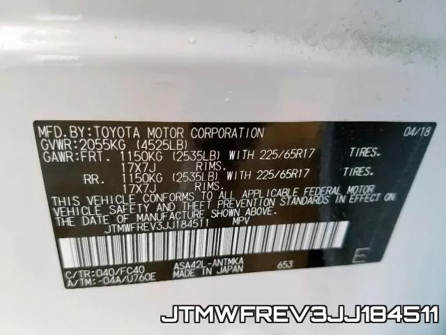 JTMWFREV3JJ184511 фото 2