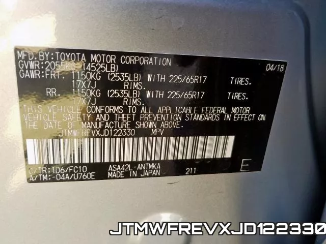 JTMWFREVXJD122330 фото 2
