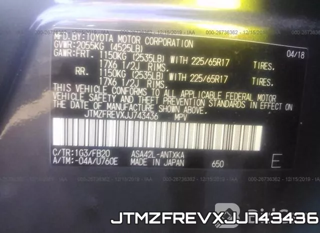 JTMZFREVXJJ743436 фото 10