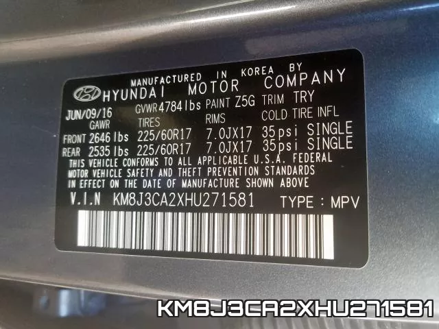 KM8J3CA2XHU271581 фото 2