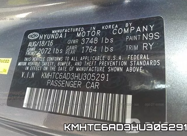 KMHTC6AD3HU305291 фото 10