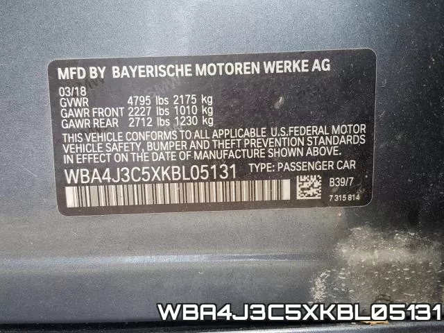 WBA4J3C5XKBL05131 фото 2