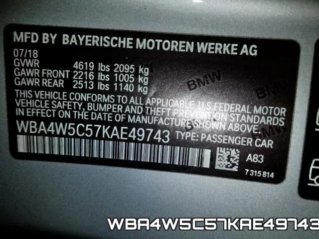 WBA4W5C57KAE49743 фото 2