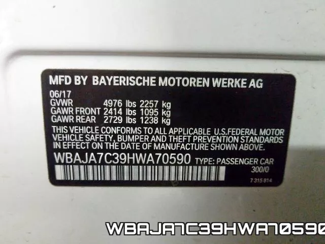 WBAJA7C39HWA70590 фото 2