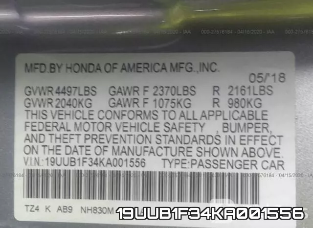 19UUB1F34KA001556 фото 10