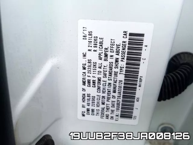 19UUB2F38JA008126 фото 2