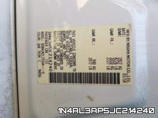 1N4AL3AP5JC214240 фото 2