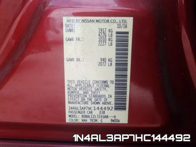 1N4AL3AP7HC144492 фото 2
