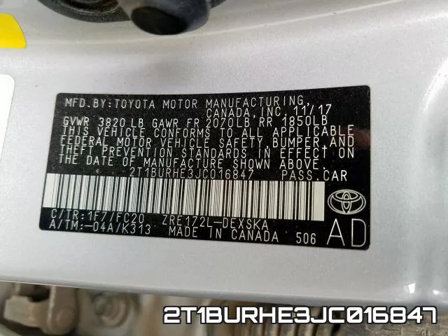 2T1BURHE3JC016847 фото 2