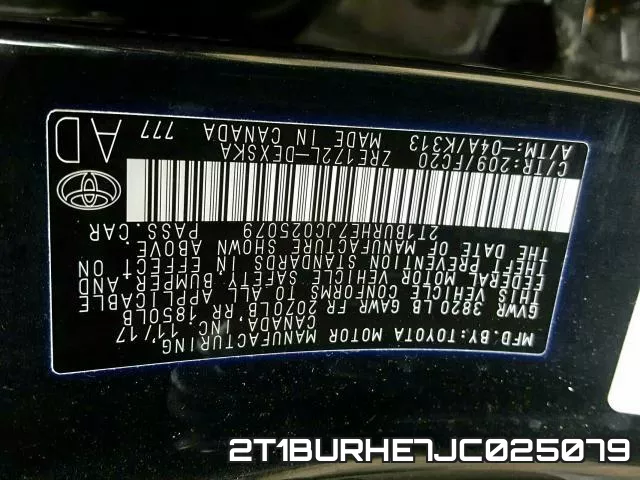 2T1BURHE7JC025079 фото 2