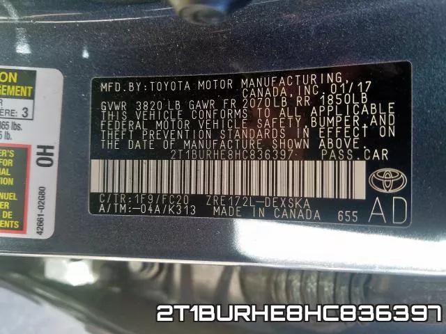 2T1BURHE8HC836397 фото 2