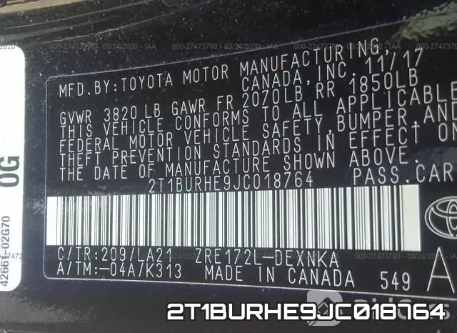 2T1BURHE9JC018764 фото 10