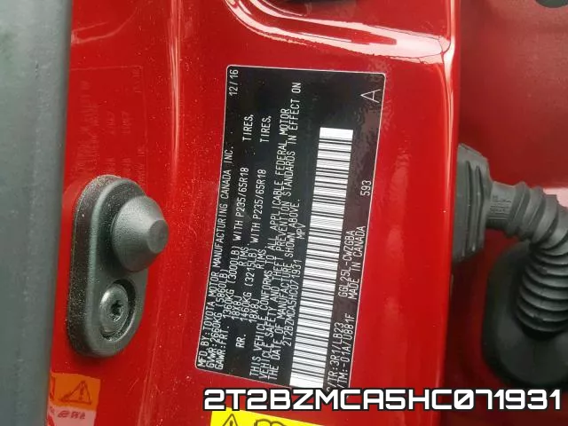 2T2BZMCA5HC071931 фото 2