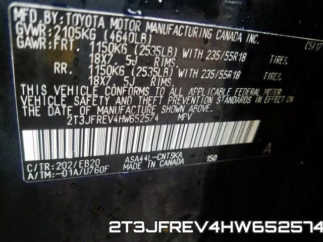 2T3JFREV4HW652574 фото 2
