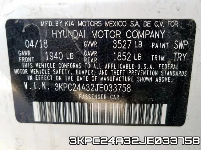 3KPC24A32JE033758 фото 2