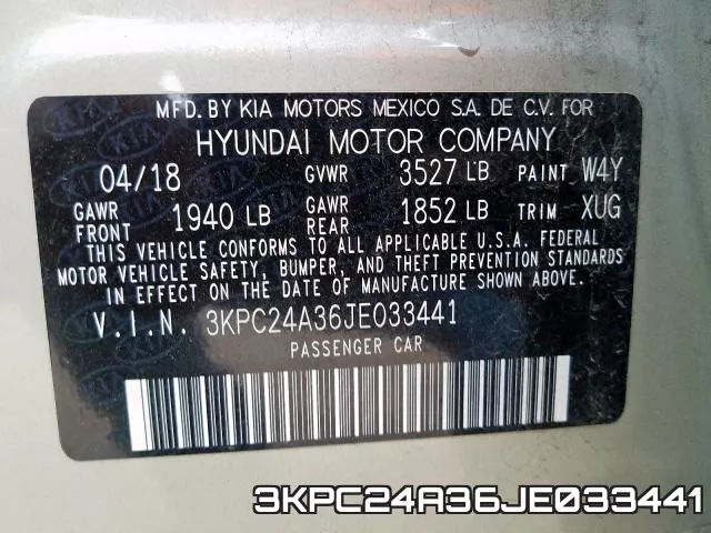 3KPC24A36JE033441 фото 2