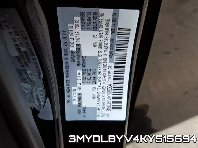 3MYDLBYV4KY515694 фото 2