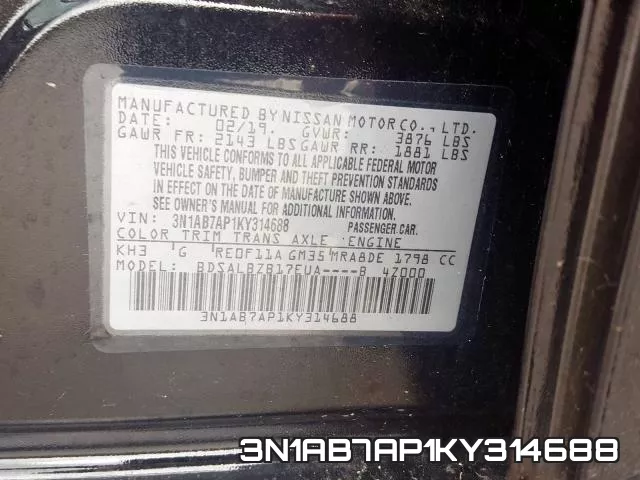 3N1AB7AP1KY314688 фото 2