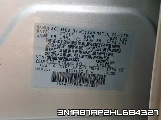 3N1AB7AP2HL684327 фото 2