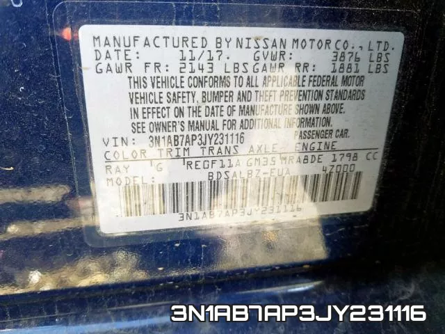 3N1AB7AP3JY231116 фото 2