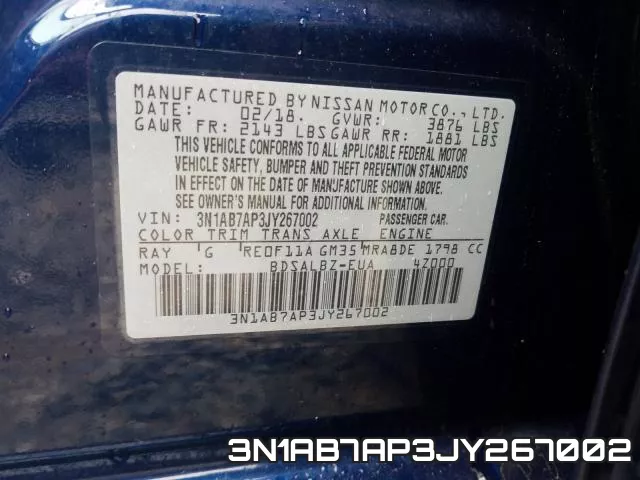 3N1AB7AP3JY267002 фото 2