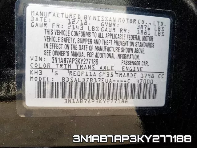 3N1AB7AP3KY277188 фото 2