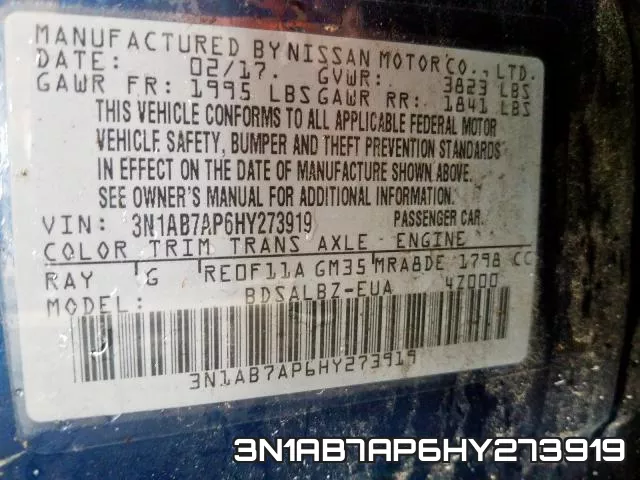 3N1AB7AP6HY273919 фото 2