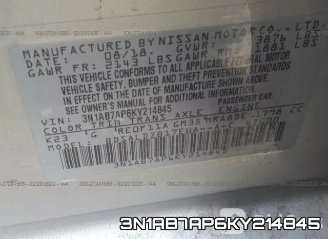 3N1AB7AP6KY214845 фото 10