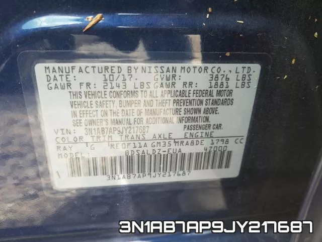 3N1AB7AP9JY217687 фото 2