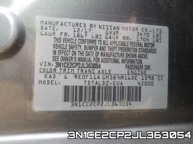 3N1CE2CP2JL363054 фото 2