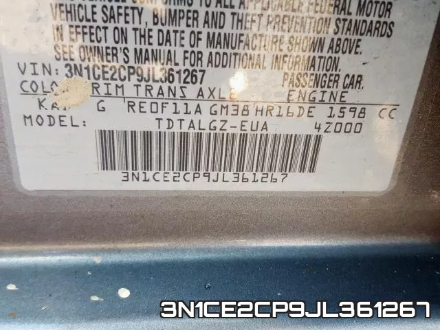 3N1CE2CP9JL361267 фото 2
