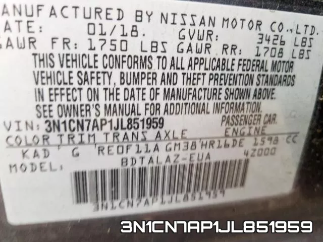 3N1CN7AP1JL851959 фото 2
