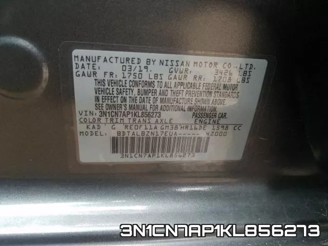 3N1CN7AP1KL856273 фото 2