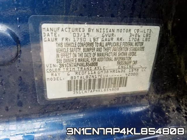 3N1CN7AP4KL854808 фото 2