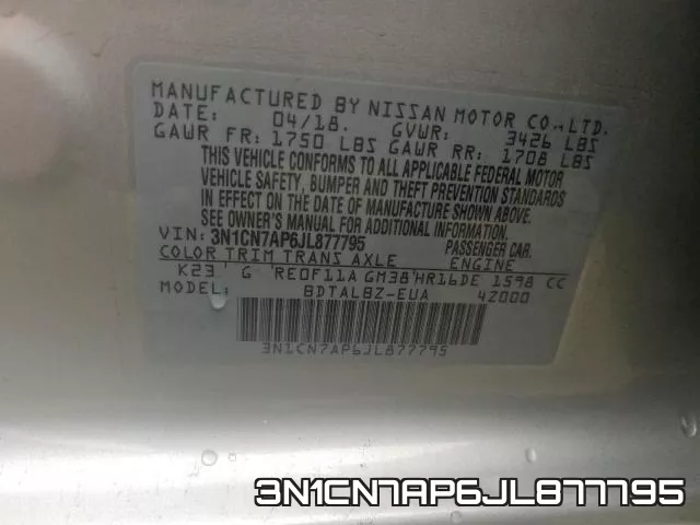 3N1CN7AP6JL877795 фото 2
