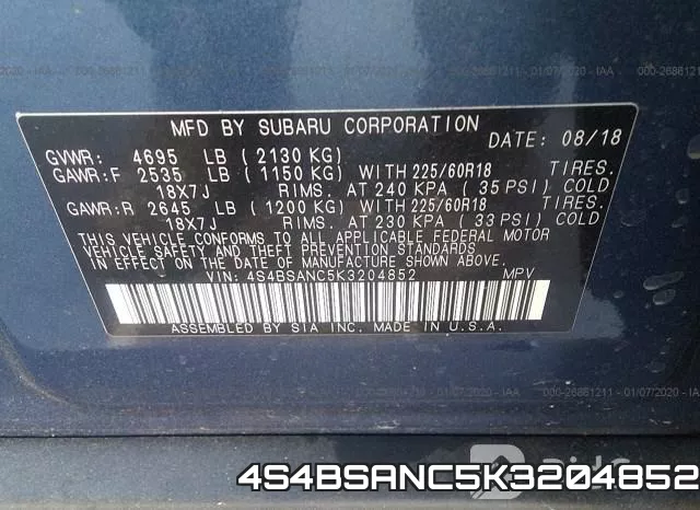 4S4BSANC5K3204852 фото 10