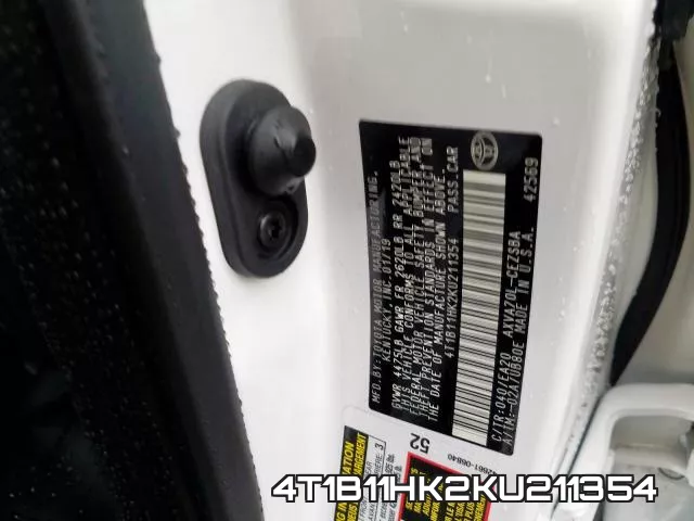 4T1B11HK2KU211354 фото 2