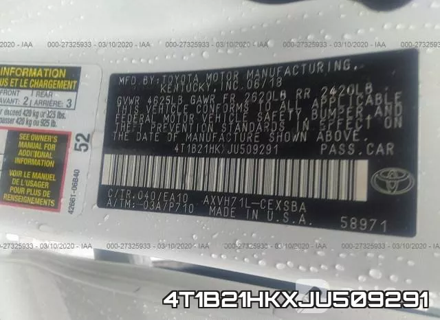 4T1B21HKXJU509291 фото 10