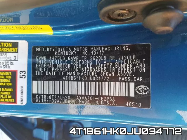 4T1B61HK0JU034772 фото 2