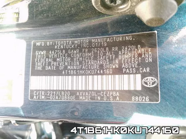4T1B61HK0KU744160 фото 2