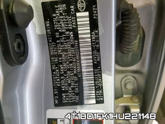 4T1BD1FK1HU221148 фото 2
