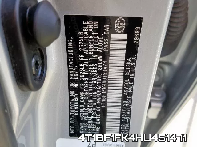 4T1BF1FK4HU451471 фото 2