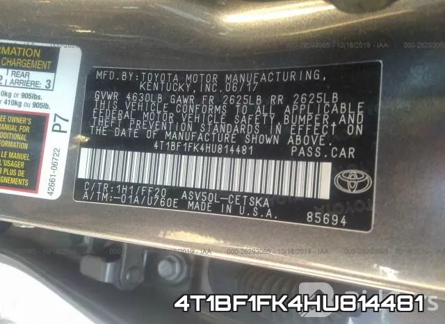 4T1BF1FK4HU814481 фото 10