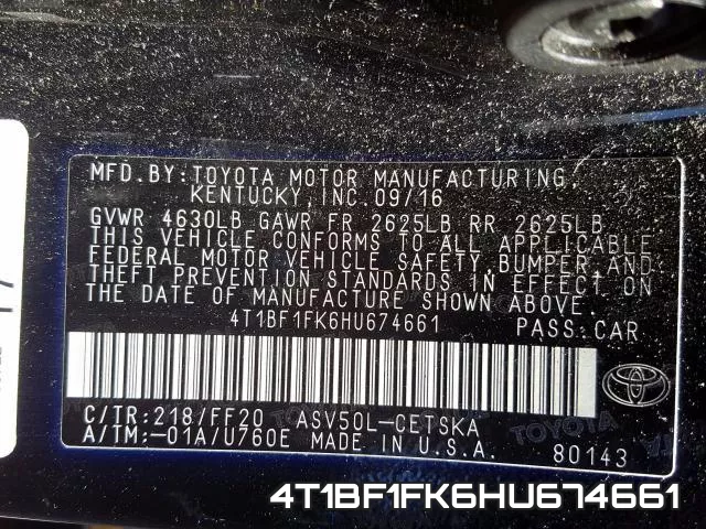 4T1BF1FK6HU674661 фото 2