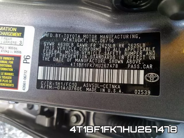 4T1BF1FK7HU267478 фото 2