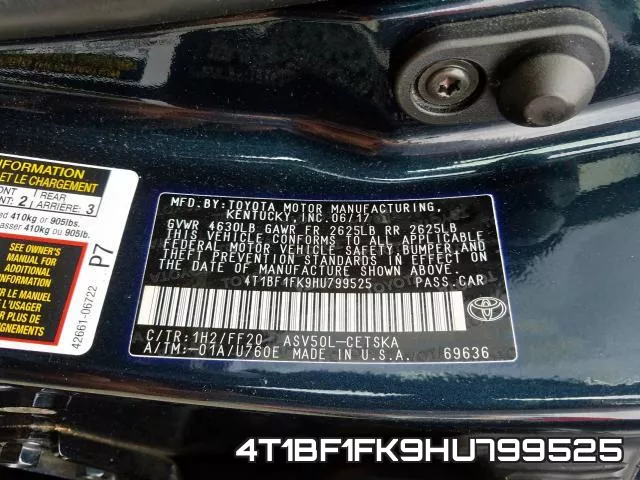4T1BF1FK9HU799525 фото 2