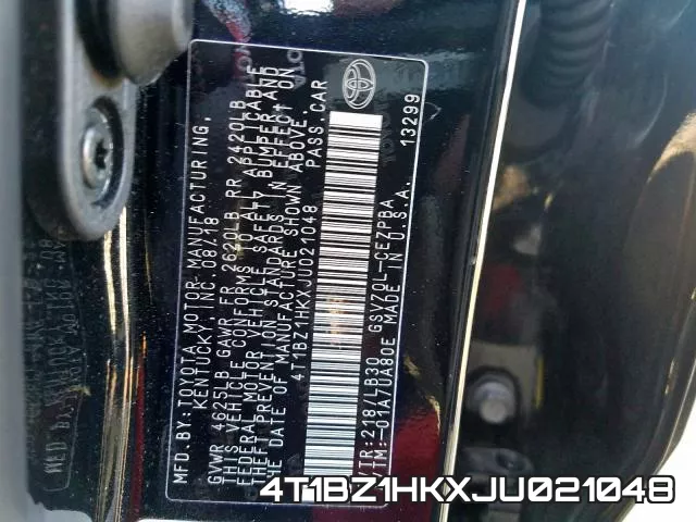 4T1BZ1HKXJU021048 фото 2