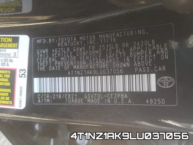 4T1NZ1AK9LU037056 фото 2